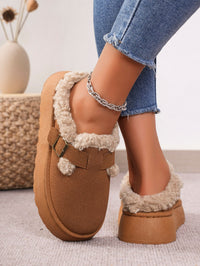 Thumbnail for Thermal Fuzzy Buckle Platform Slippers