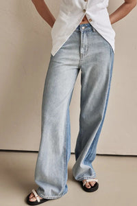 Thumbnail for Contrast Straight Leg Jeans with Pockets