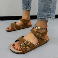 Thumbnail for Open Toe Flat Buckle Sandals