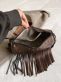 Thumbnail for PU Leather Fringe Studded Crossbody Bag