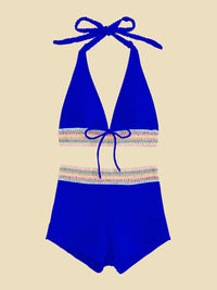 Thumbnail for Backless Textured Halter Neck Two-Piece Swim Set