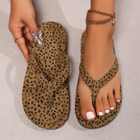 Thumbnail for Leopard Toe Post Sandals