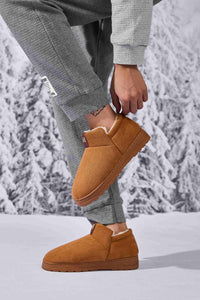 Thumbnail for Letter M Suede Round Toe Slippers