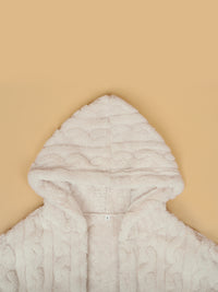 Thumbnail for Plus Size Open Front Hooded Plush Coat