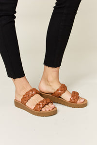 Thumbnail for WILD DIVA Woven Dual Band Platform Sandals