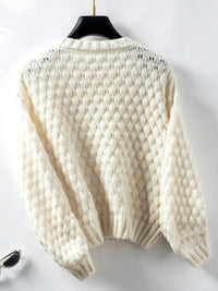 Thumbnail for Cable-Knit Round Neck Long Sleeve Sweater