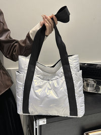 Thumbnail for Solid Color Tote Bag with Side Pockets