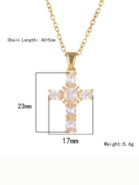 Thumbnail for Inlaid Zircon Cross Pendant Necklace