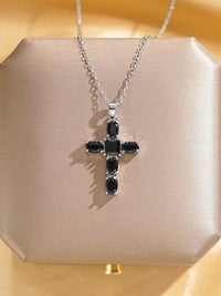 Thumbnail for Inlaid Zircon Cross Pendant Necklace
