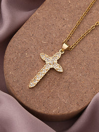 Thumbnail for Simple Cross Zirconia Pendant Necklace