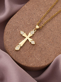 Thumbnail for Simple Cross Zirconia Pendant Necklace
