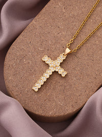 Thumbnail for Simple Cross Zirconia Pendant Necklace