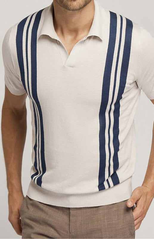 Polo Shirt With Lapel And Short Sleeves