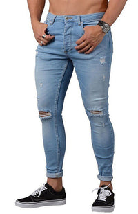 Thumbnail for Men's Fashion Frayed Slim Fit Long Jeans