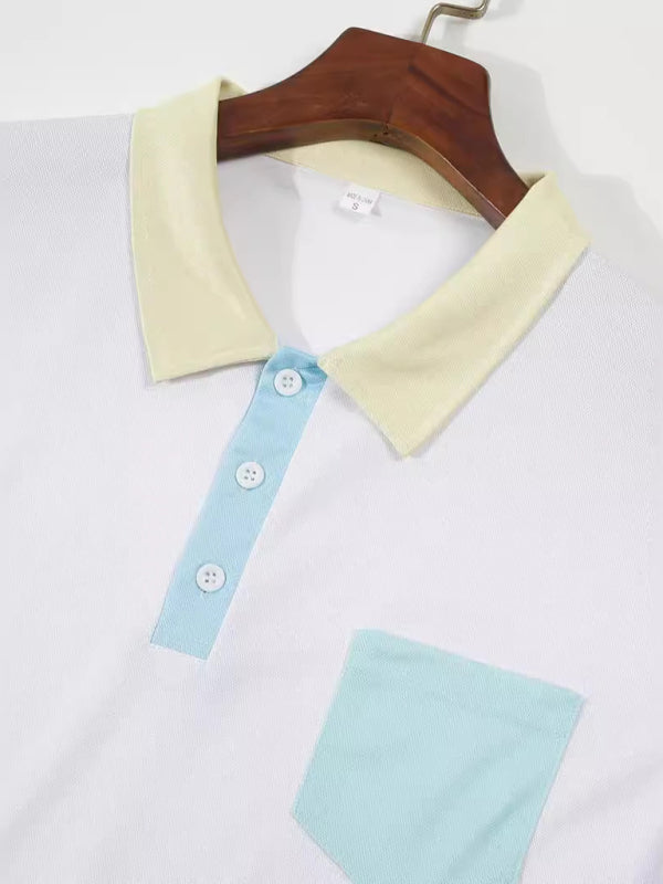 Men's Contrast Color Lapel Polo Shirt