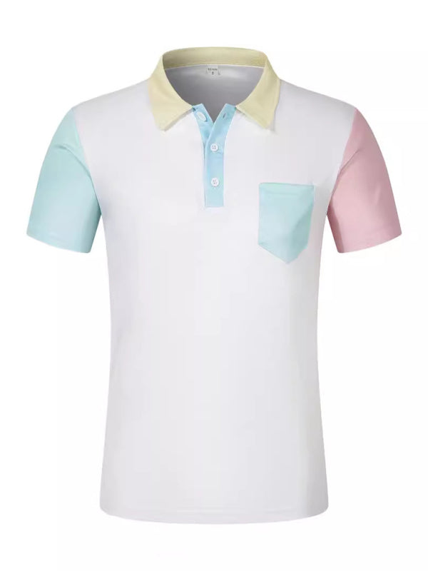 Men's Contrast Color Lapel Polo Shirt