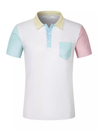 Thumbnail for Men's Contrast Color Lapel Polo Shirt