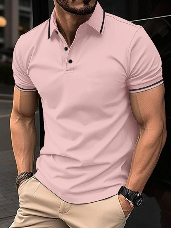 Men's Button Ribbed Polo Shirt