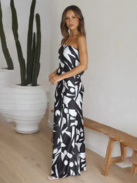 Thumbnail for Women's Hollow Back Geometric Print Dress