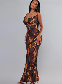 Thumbnail for Women's Spaghetti Strap Print Maxi Dress