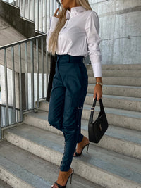 Thumbnail for Women's Fashion Slim Fit PU Leather Waist Leg Pants Pockets