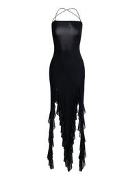 Thumbnail for Women's Mesh Ruffle Double Slit Dress