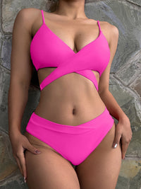 Thumbnail for Women's Solid Color Strappy High Waist Bikini
