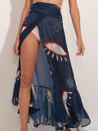 Thumbnail for Women's Eye Print Beach Wrap Skirt