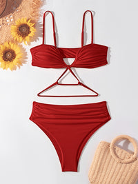 Thumbnail for Women's Solid Color Crisscross Bikini