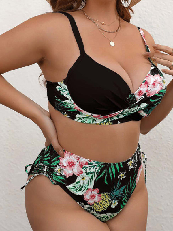 Plus Size Floral Print Bikini