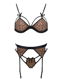 Thumbnail for Women's Leopard Print Bow Lingerie Set