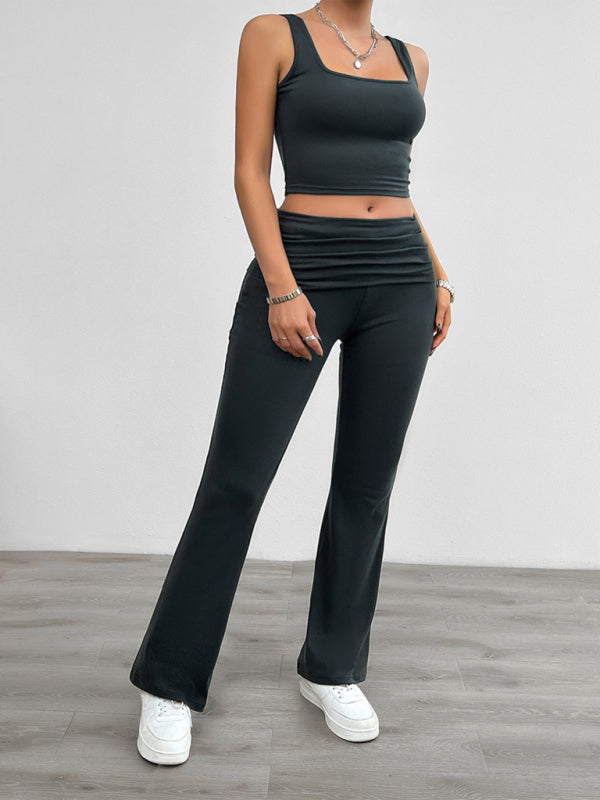 Women's Casual Solid Color Pants Set