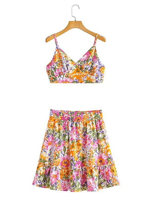 Floral Cami Top and Mini Skirt Set