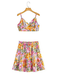 Thumbnail for Floral Cami Top and Mini Skirt Set
