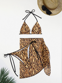 Thumbnail for Printed Three-Piece Bikini Set