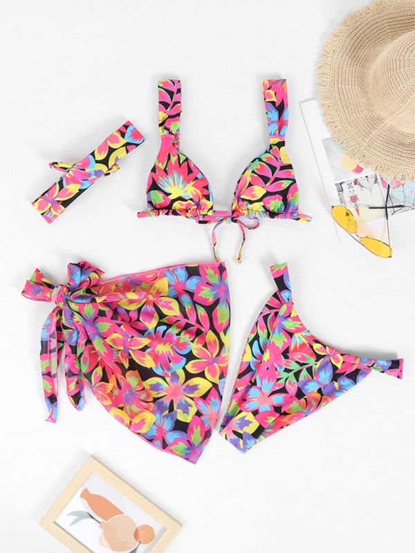 Four Piece Printed Bikini Set