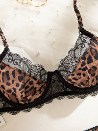 Thumbnail for Lace Trim Leopard Print Lingerie Set