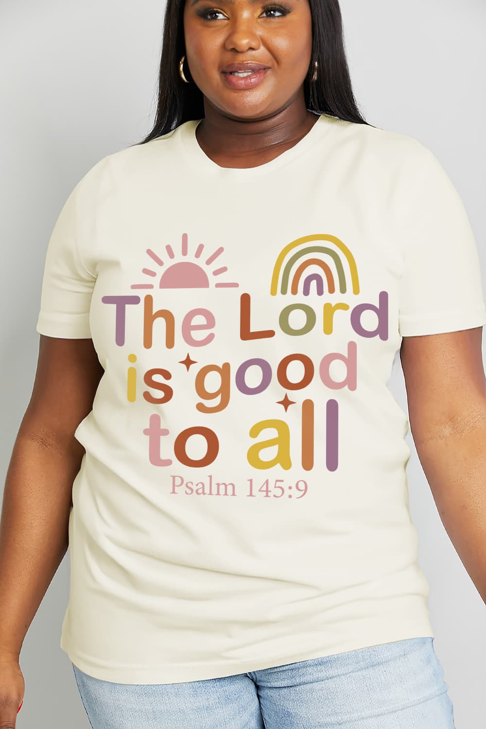 Simply Love Full Size THE LORD IS GOOD TO ALL PSALM 145:9 Graphic Cotton Tee