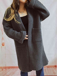 Thumbnail for Open Front Long Sleeve Cardigan with Pockets