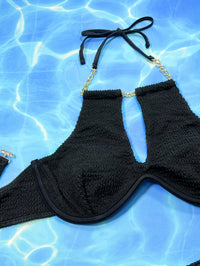 Thumbnail for Halter Neck Chain Detail Two-Piece Bikini Set