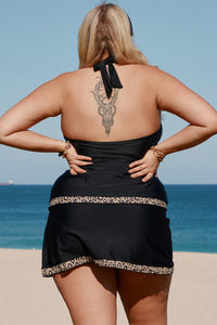 Thumbnail for Plus Size Leopard Halter Neck Two-Piece Swimsuit