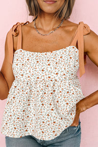 Thumbnail for Floral Tie-Shoulder Babydoll Cami