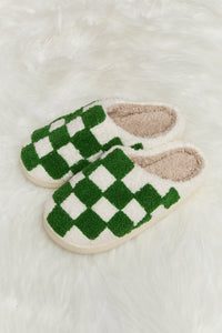 Thumbnail for Melody Checkered Print Plush Slide Slippers