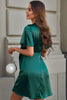 Tie Front Plunge Flutter Sleeve Mini Dress