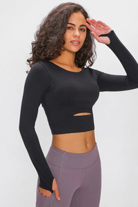 Thumbnail for Long Sleeve Cropped Top With Sports Strap