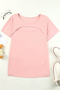 Thumbnail for Plus Size Cutout Round Neck Short Sleeve Tee