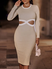 Thumbnail for Contrast Cutout Ribbed Bodycon Dress