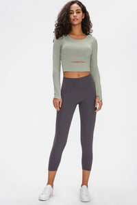 Thumbnail for Long Sleeve Cropped Top With Sports Strap