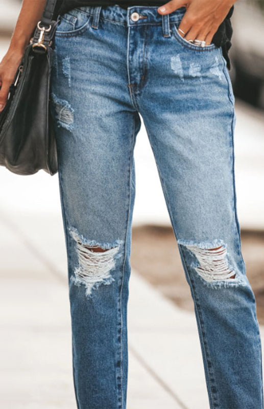Women's Ankle Crop Ripped Jeans