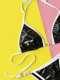 Thumbnail for Contrast Halter Neck Two-Piece Bikini Set